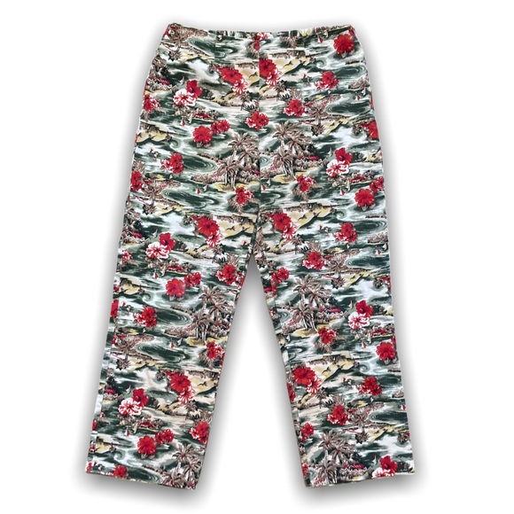 Vintage Hawaiian Print Cropped Pants - Picture 3 of 6